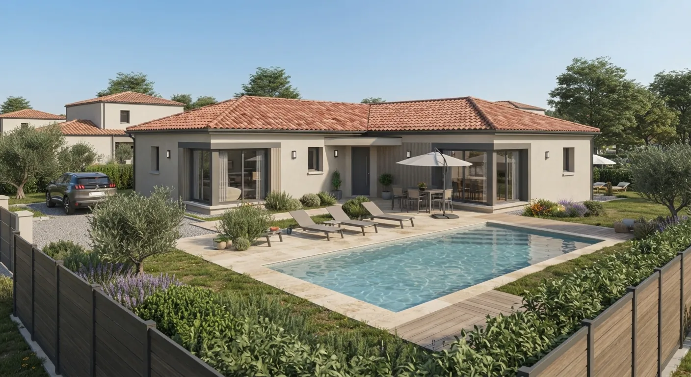 Maison neuve à Fronton : piscine, 85 m² habitables conçus sur-mesure