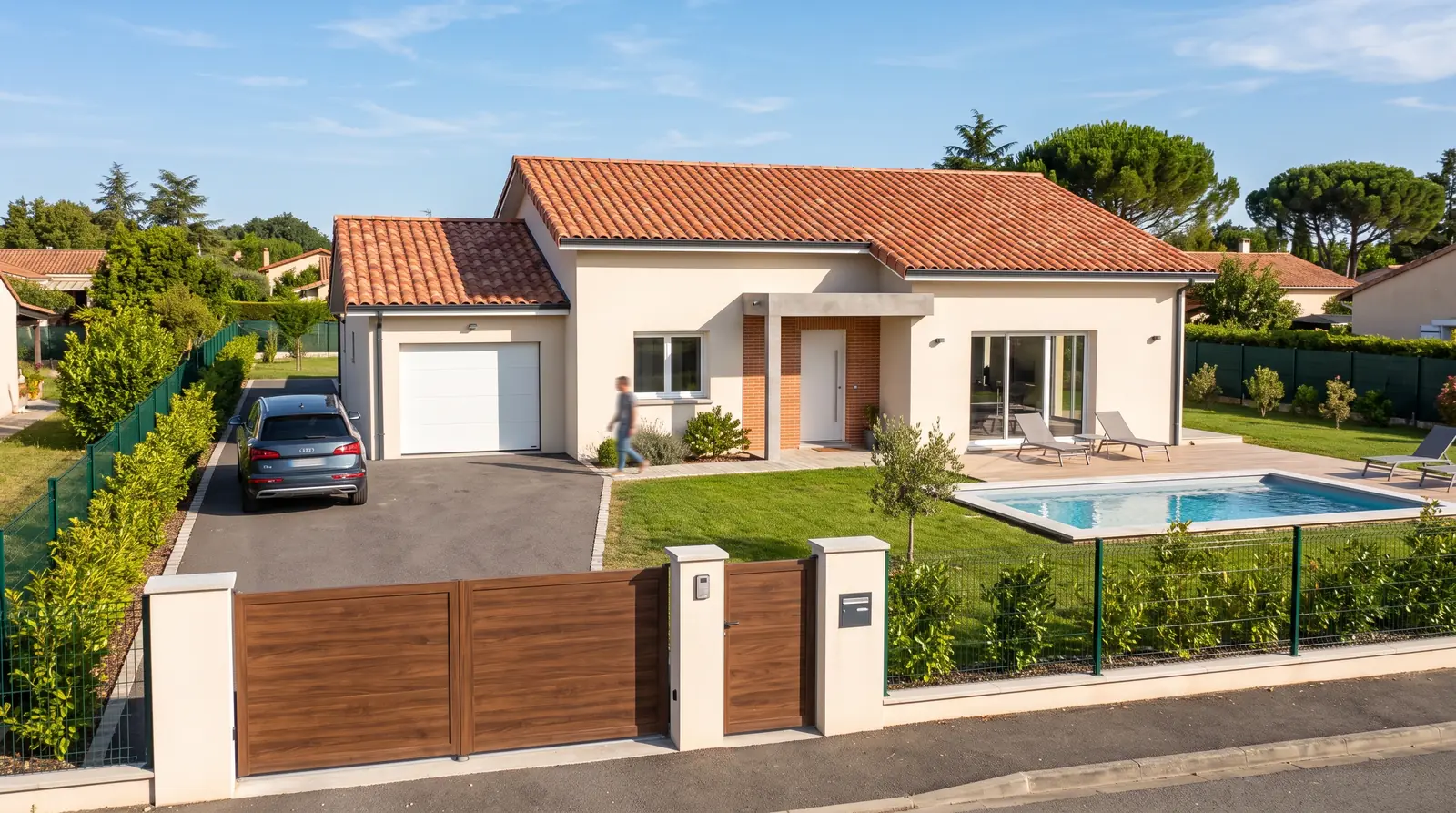 Façade : maison de plain-pied de 85 m² à construire à Labastide-Saint-Pierre (Tarn-et-Garonne)