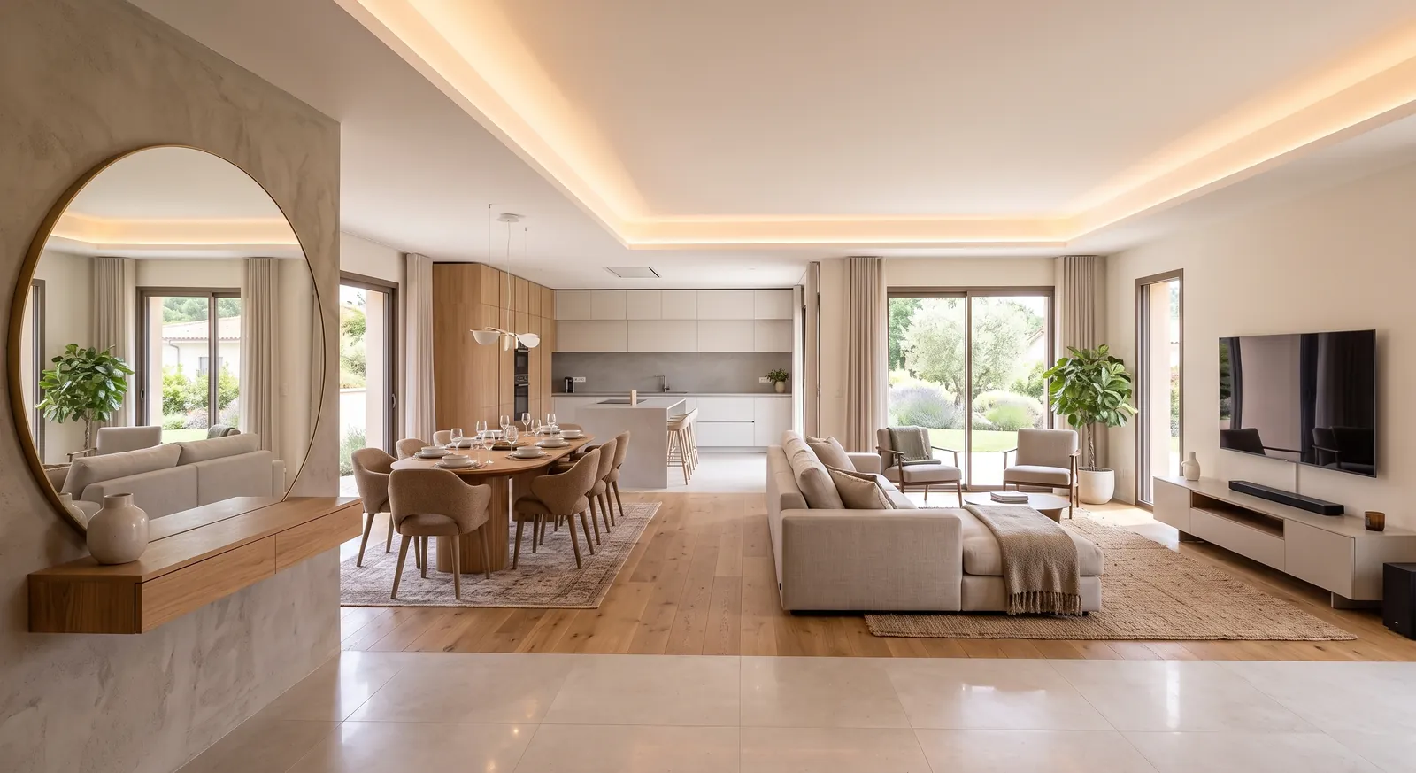 Séjour d'un projet de maison à étage de 95 m² sur un terrain d'environ 560 m² à Lavaur