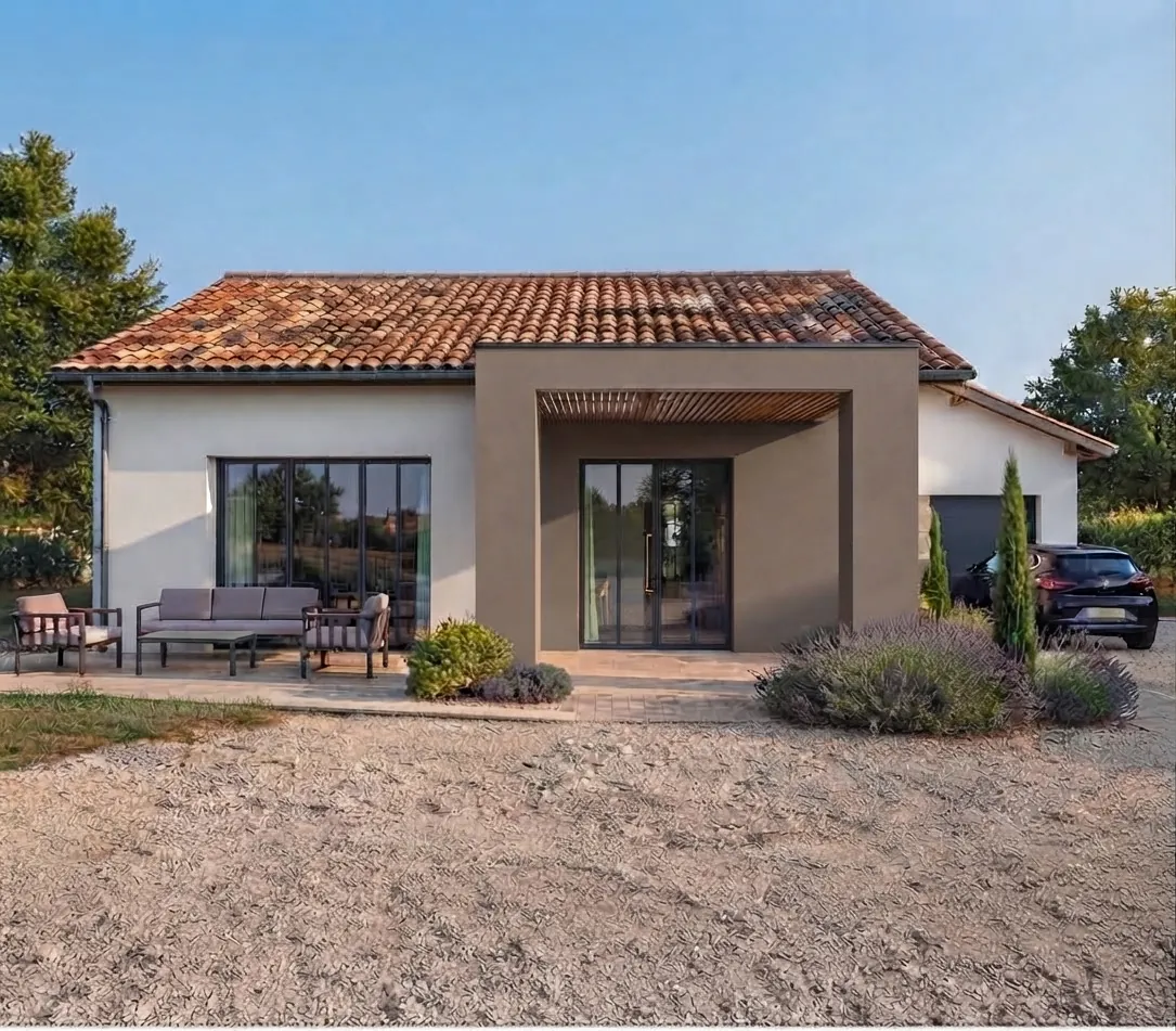 Façade enduite : maison de plain-pied de 95 m² à construire à Montauban (Tarn-et-Garonne)