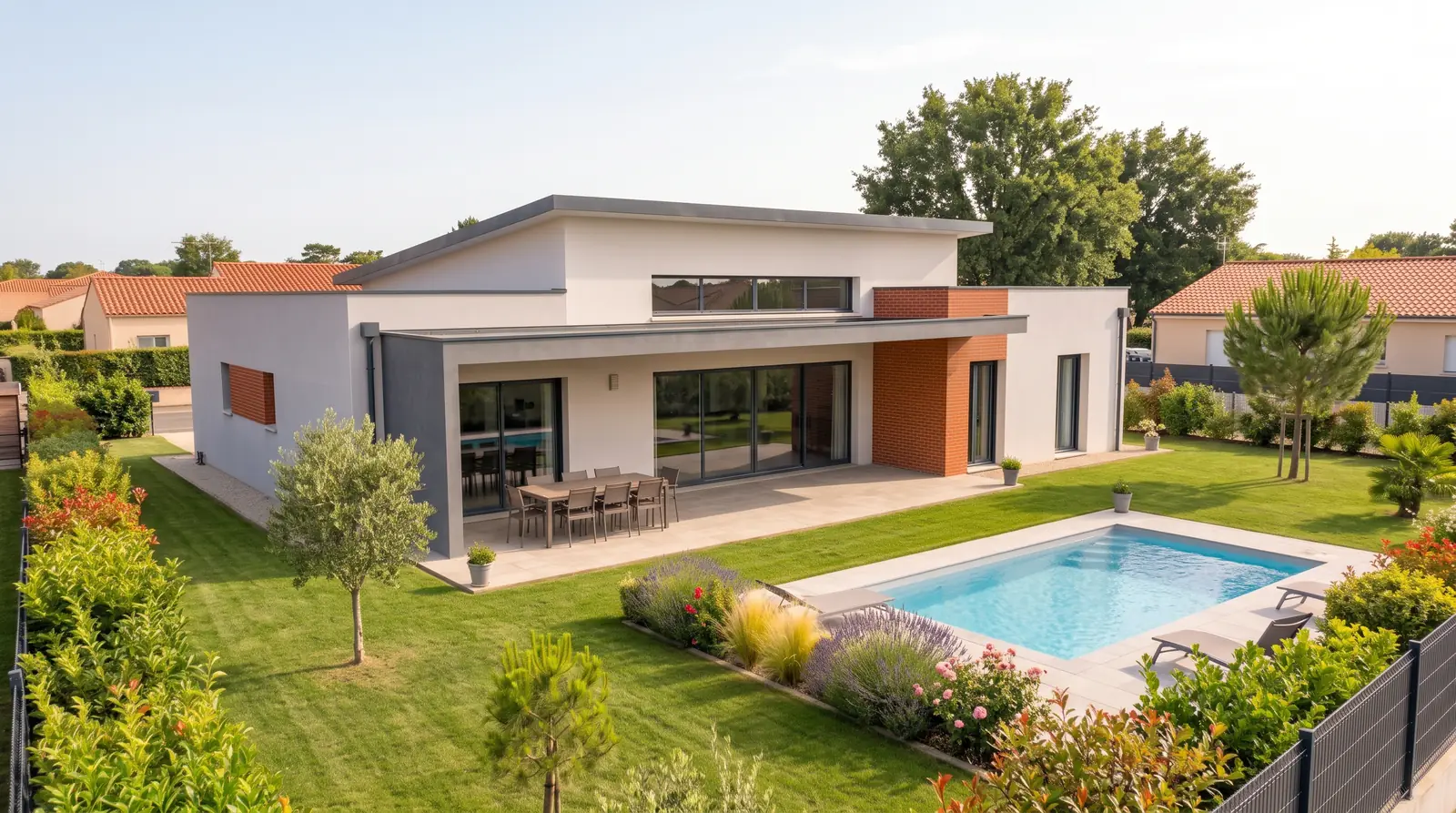 Piscine d'une maison de plain-pied de 85 m² à Montgiscard (31450), projet terrain + maison