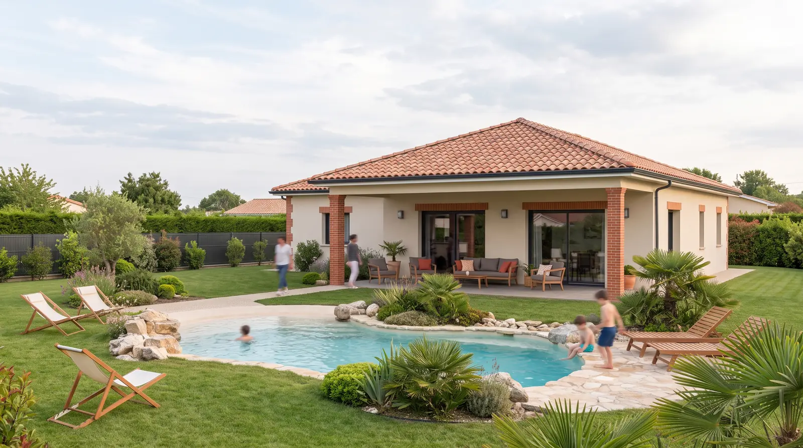 Piscine : maison de plain-pied de 85 m² à construire à Muret (Haute-Garonne)