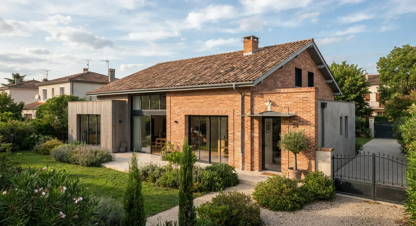 Façade : maison de plain-pied de 100 m² à construire à Ondes (Haute-Garonne)