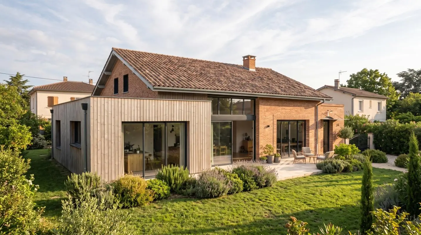 Jardin : maison de plain-pied de 100 m² à construire à Ondes (Haute-Garonne)