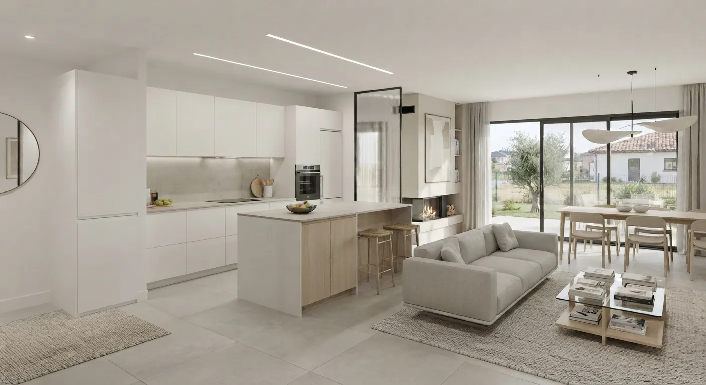 Séjour d'une maison de plain-pied de 95 m² à Rabastens (81800), projet terrain + maison