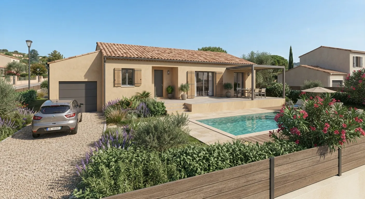 Piscine : maison de plain-pied de 85 m² à construire à Saint-Pierre-de-Lages (Haute-Garonne)
