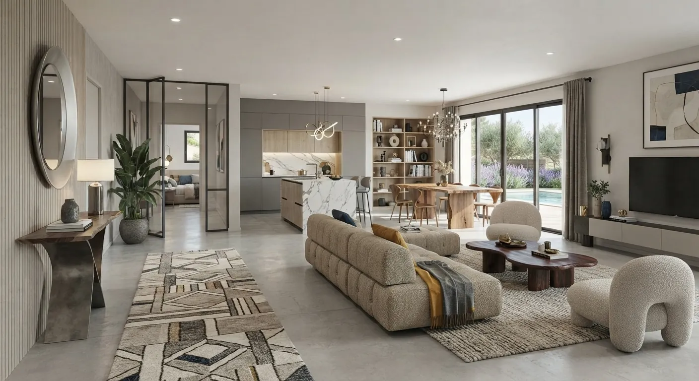 Séjour : maison de plain-pied de 85 m² à construire à Saint-Pierre-de-Lages (Haute-Garonne)