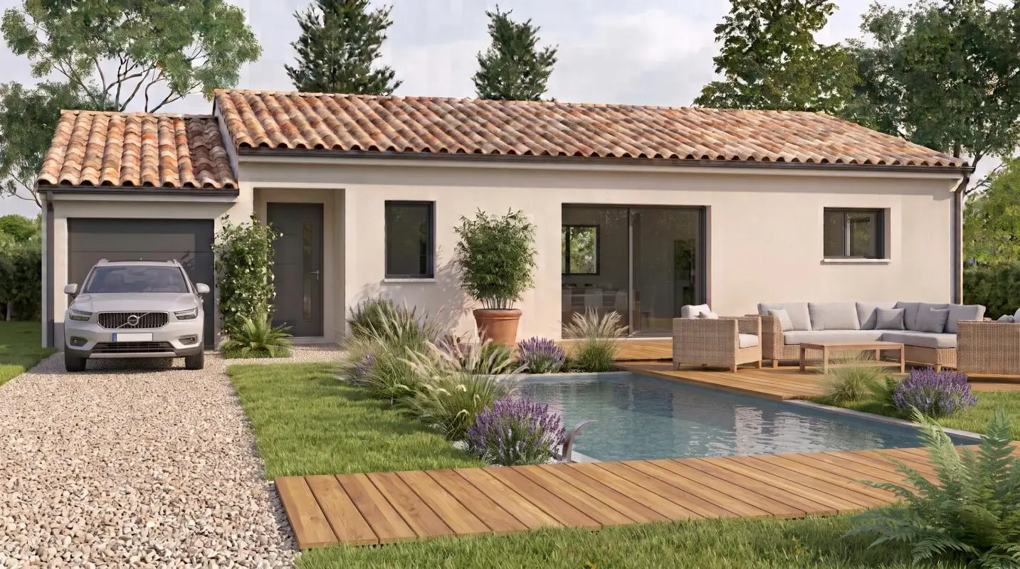 Piscine d'une maison neuve de 100 m² à Saint-Sulpice-la-Pointe (81370), projet terrain + maison