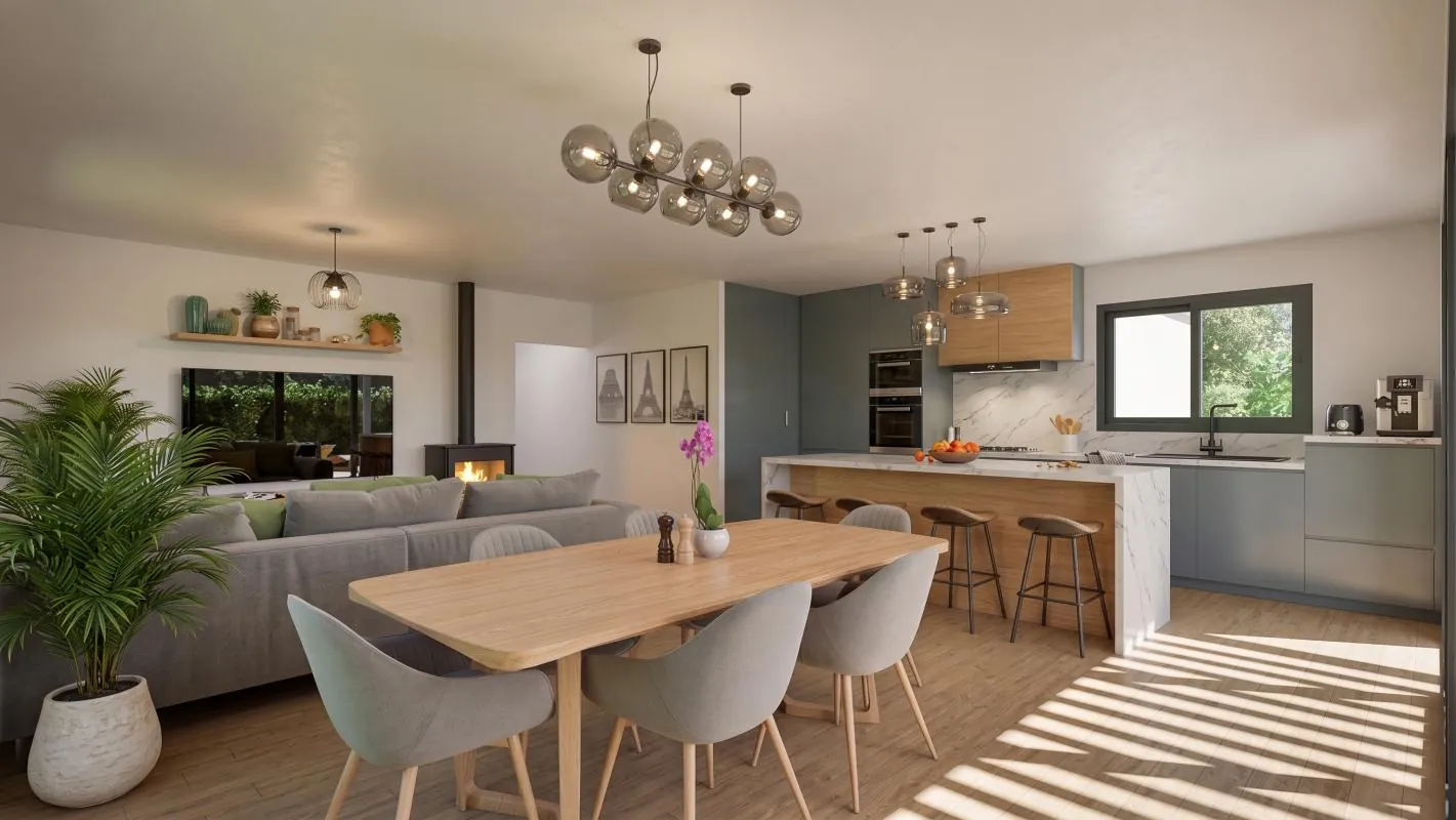 Séjour d'une maison neuve de 100 m² à Saint-Sulpice-la-Pointe (81370), projet terrain + maison