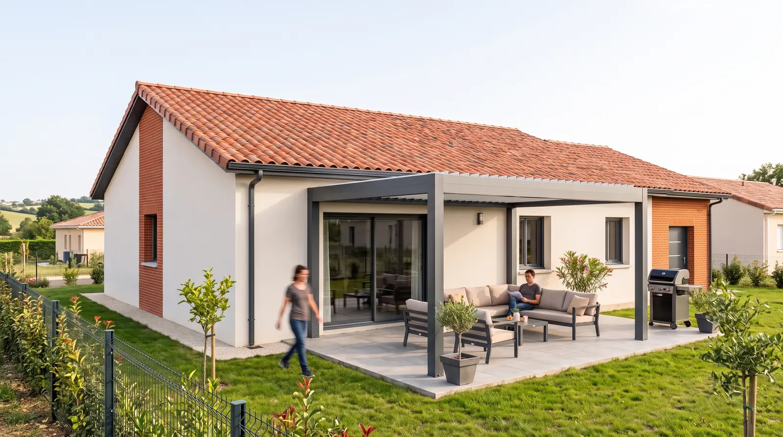 Terrasse d'une maison de plain-pied de 95 m² à Saïx (81710), projet terrain + maison