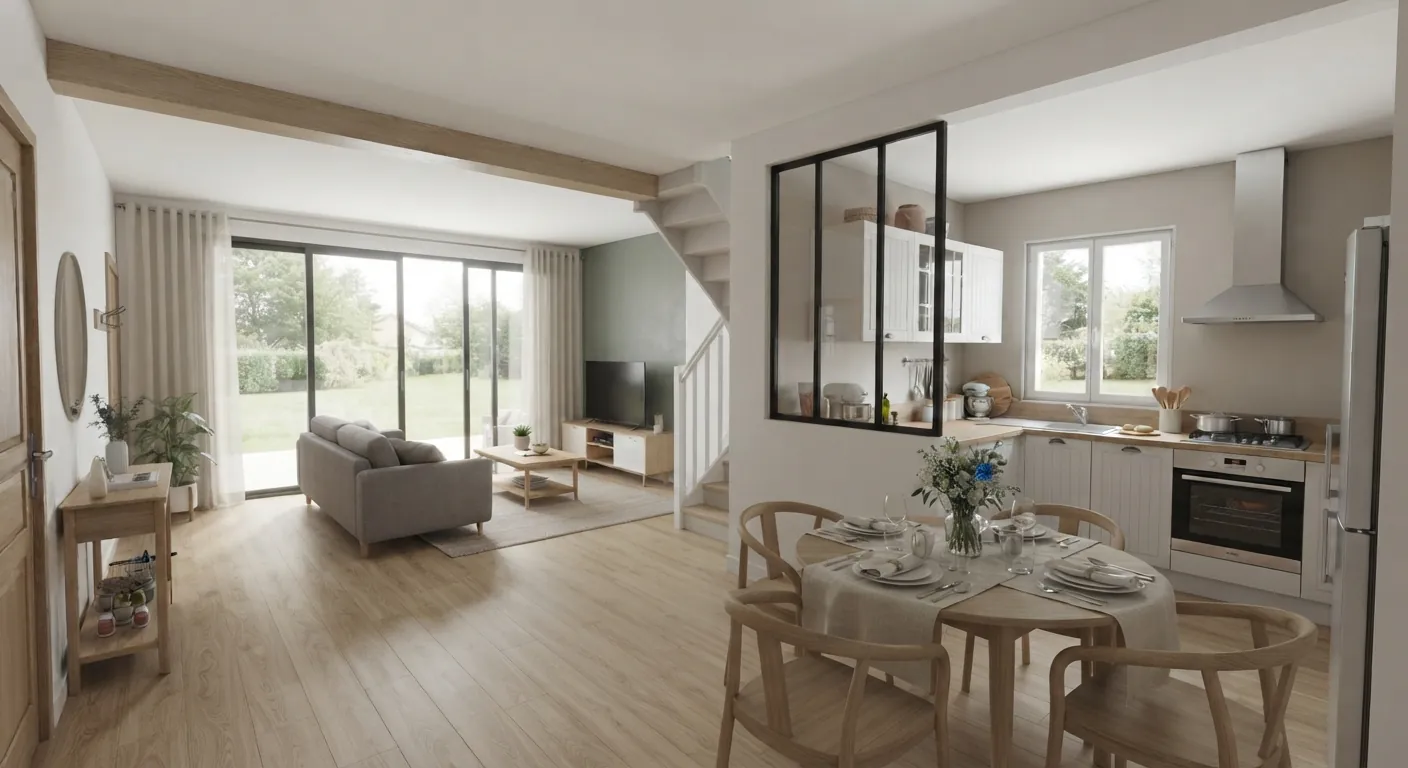 Séjour d'une maison à étage de 95 m² à Soual (81580), projet terrain + maison