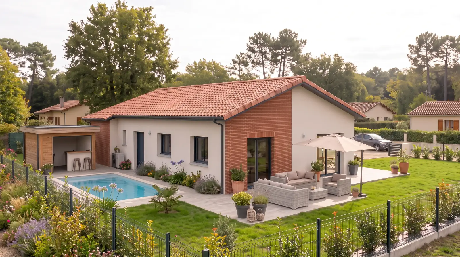 Piscine : maison de plain-pied de 85 m² à construire à Venerque (Haute-Garonne)
