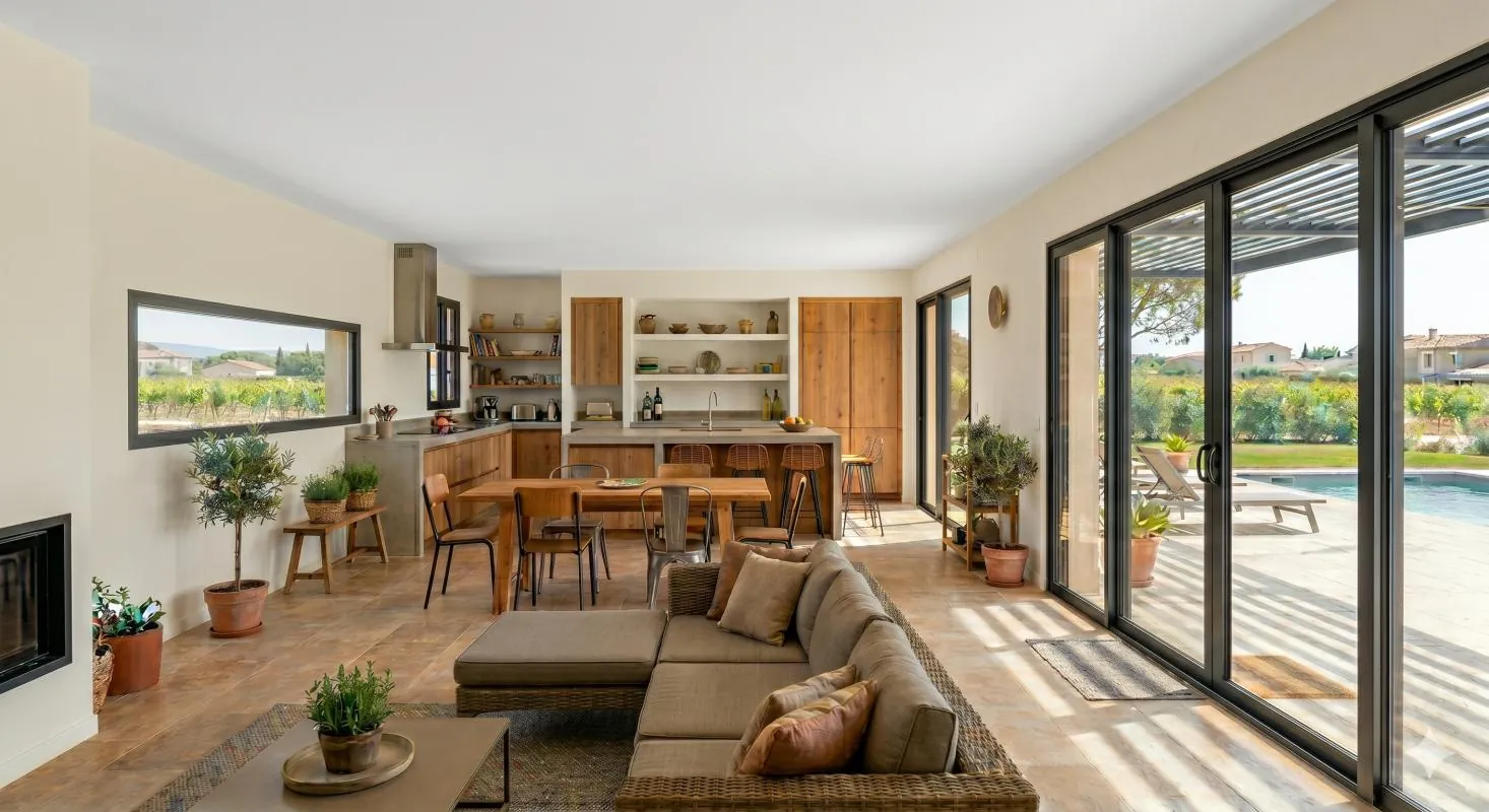 Maison neuve à Viviers-lès-Montagnes : séjour, 100 m² habitables conçus sur-mesure