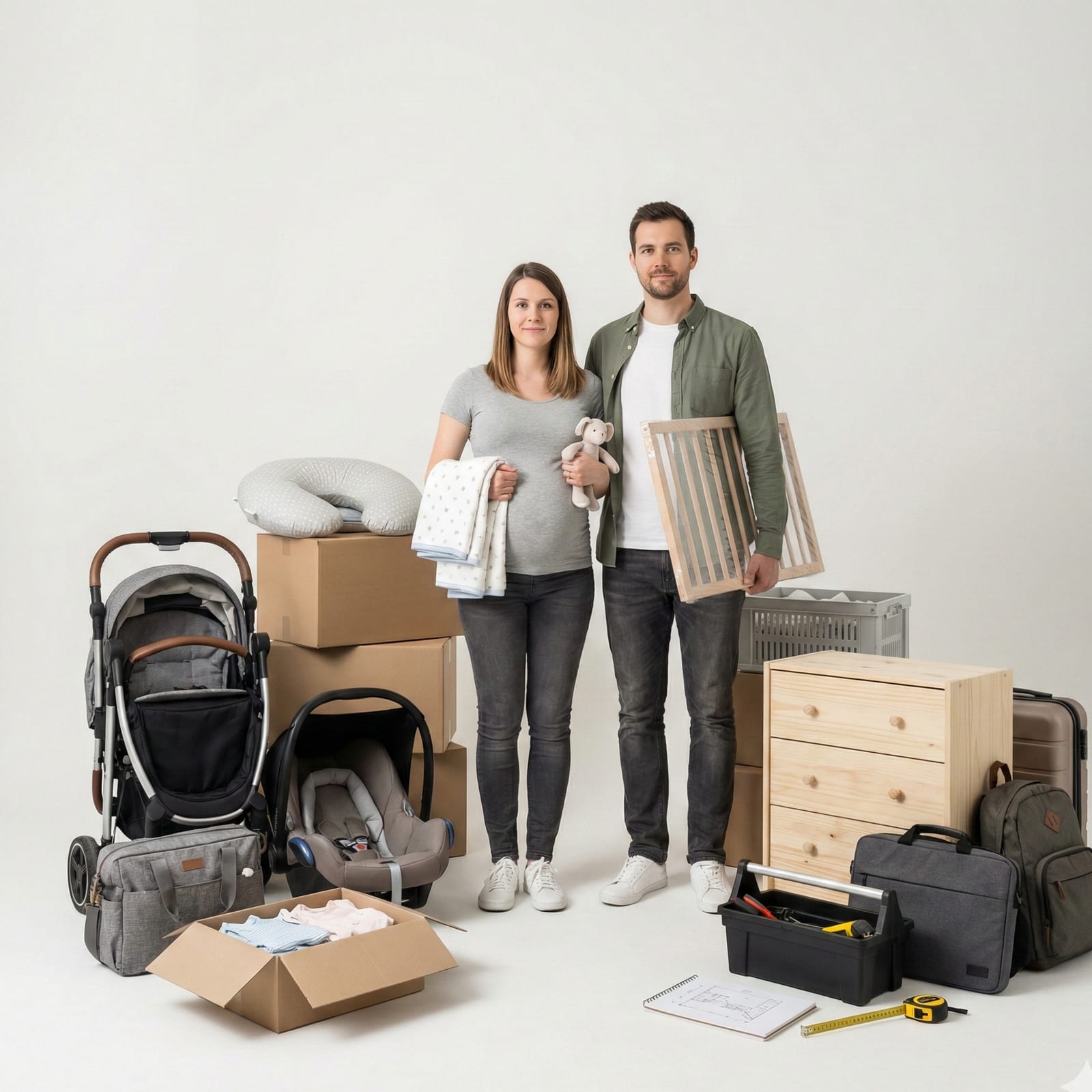 Couple attendant un enfant dans leur projet de maison Couple attendant un enfant dans leur projet de maison